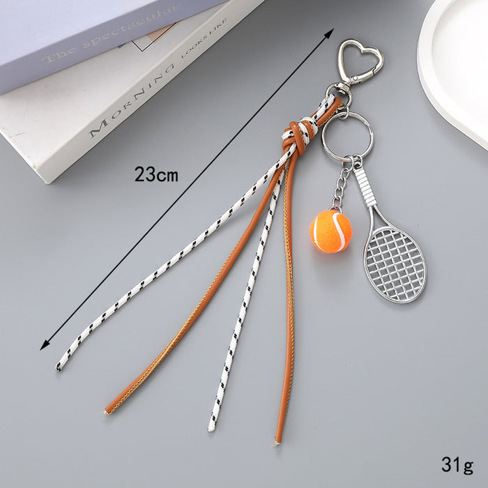 Wholesale Leather bow heart pendant luggage keychain lanyard accessories single buckle tassel pendant accessories