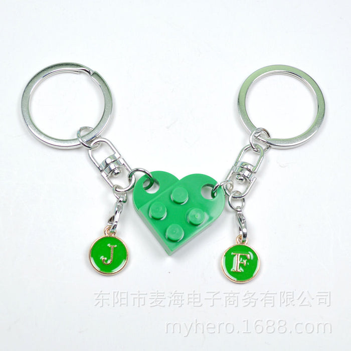 Wholesale Alloy Letter Pendant 2 in 1 Detachable Love Building Block Keychain JDC-KC-Maih003