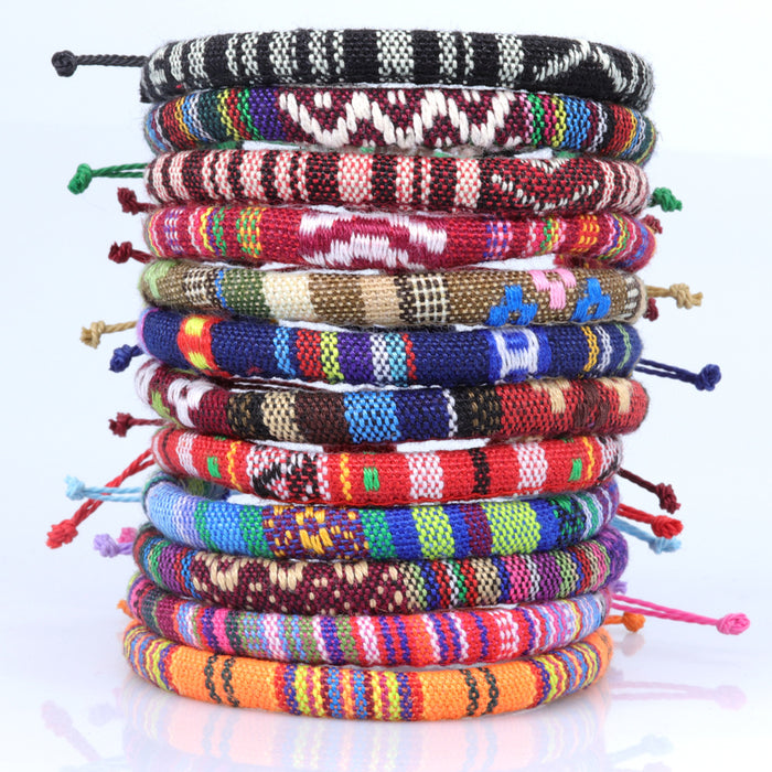 Wholesale Artificial Leather Simia National Style Hand Woven Bracelet JDC-BT-YiYe001