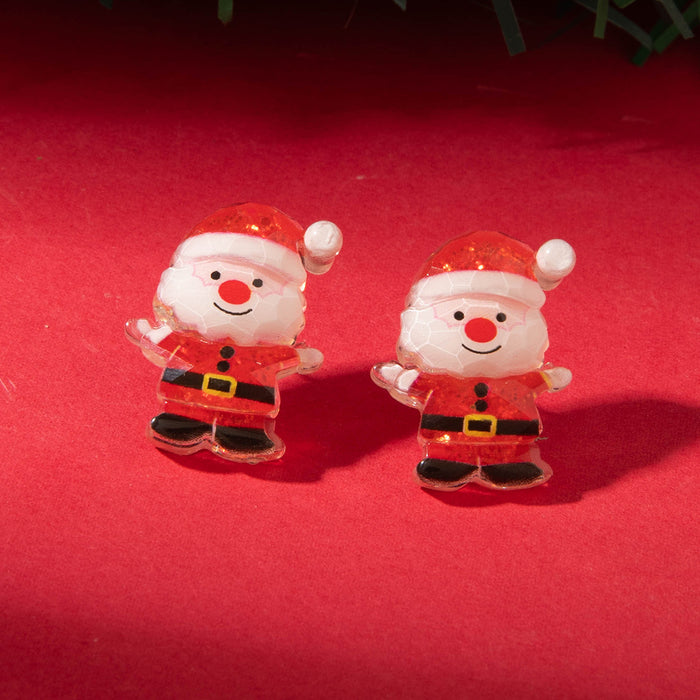 Wholesale Electroplated Resin Christmas Stud Earrings Snowman Santa Tree Fashion Jewelry Accessory Gift MOQ≥2