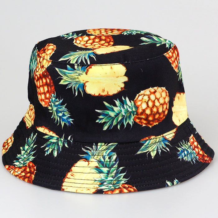 Wholesale  Tropical Fruit  Hat  Trend Double-sided Printed Basin Hat Outdoor Sun Protection Hat