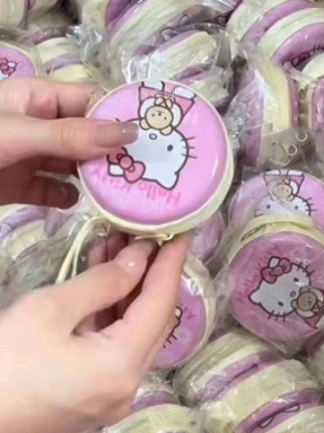 Wholesale Cute Cartoon Cat Printed PU Coin Purse Earphone Case Stylish Bag Charm Boutique Gift