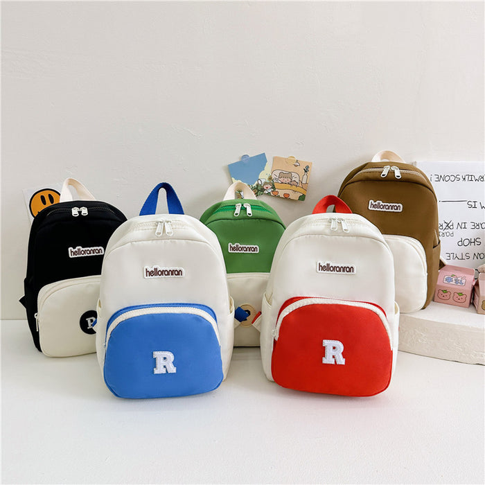 Wholesale Letter Contrast Nylon Children's Backpack JDC-BP-YuanDuo082