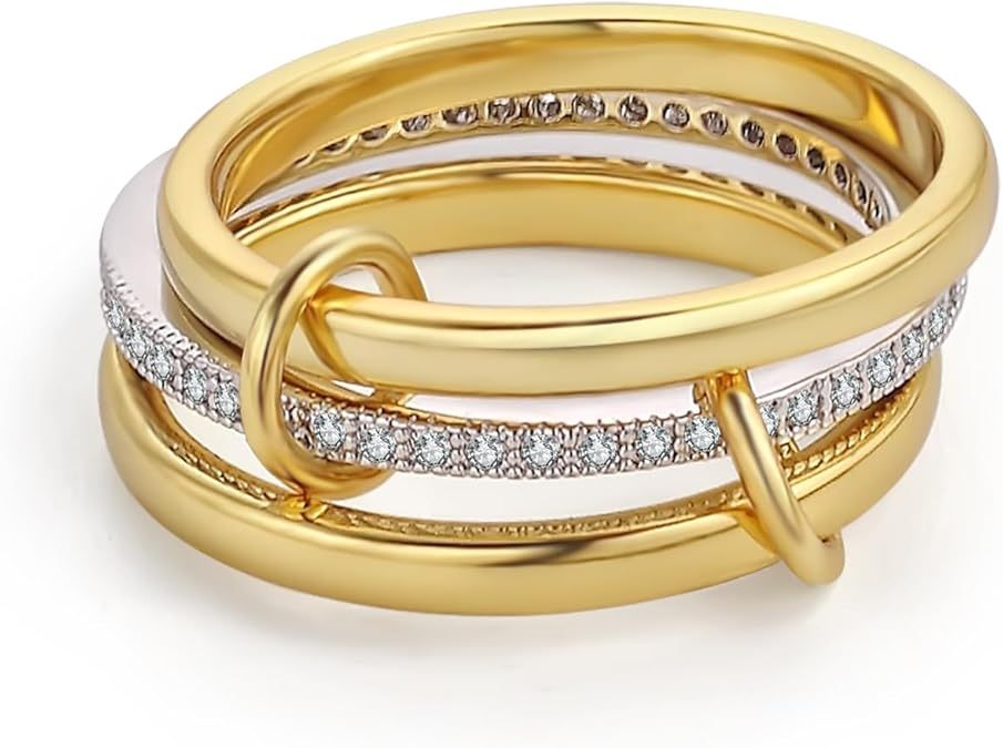 Wholesale Fashion niche temperament, creative personality, handmade jewelry, copper gold-plated four layer intermediate diamond ring wholesale