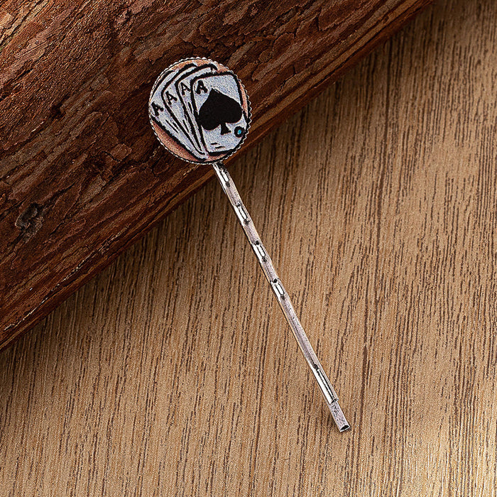 Wholesale leather western style turquoise poker pattern printed hairpin hairpin