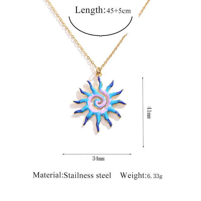 Wholesale Stainless Steel Sun Pendant Necklace
