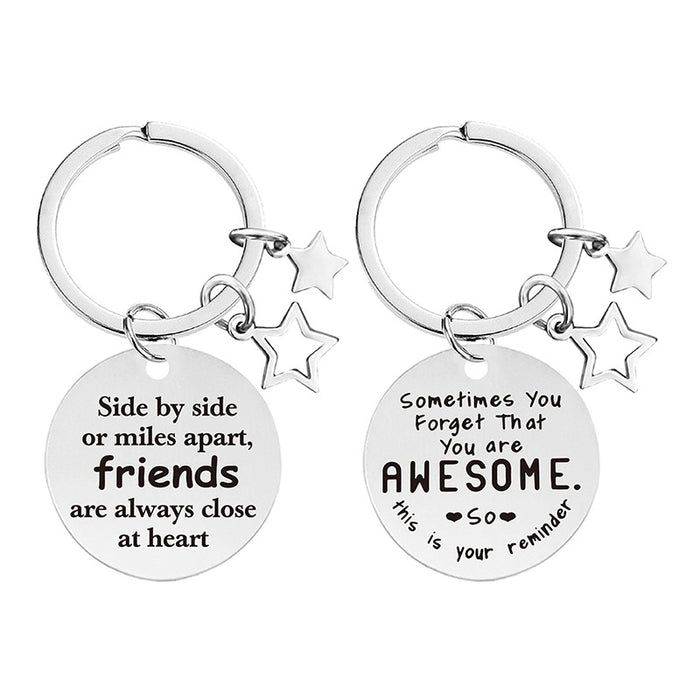 Wholesale Five-pointed Star Stainless Steel Keychain JDC-KC-GangGu050