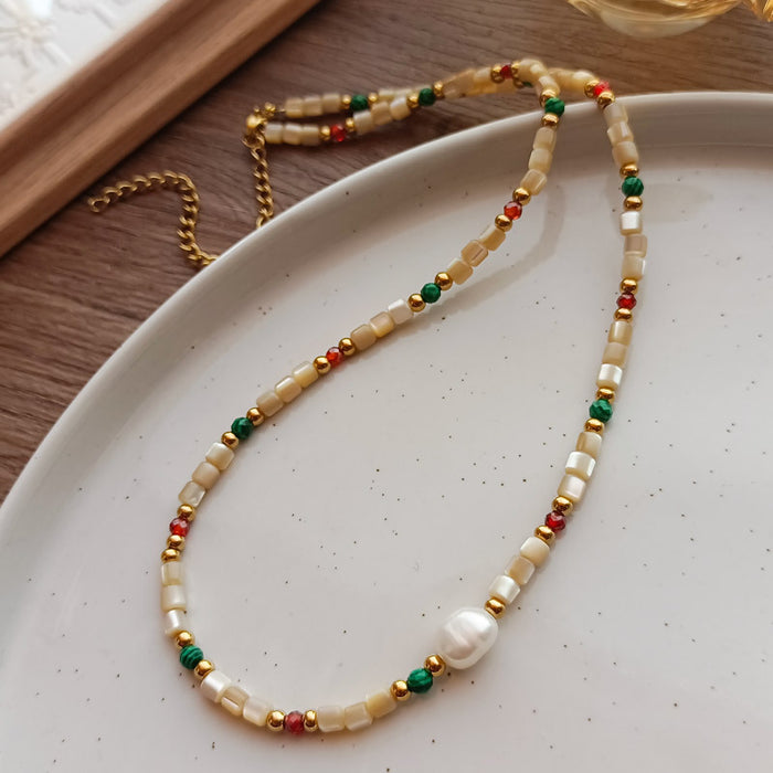 Wholesale Light luxury patchwork necklace with a high-end feel, pearl collarbone necklace, layered design accessories