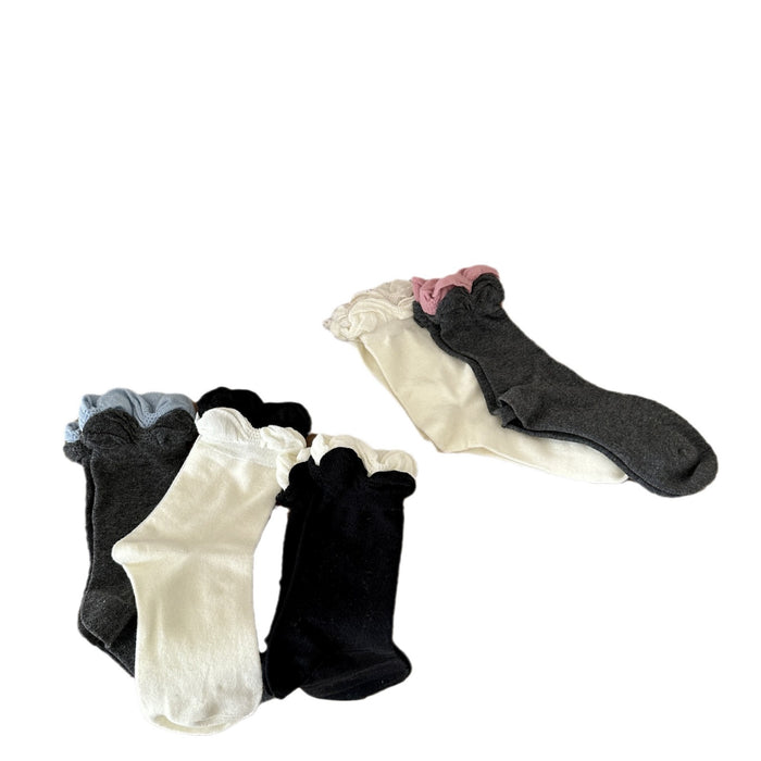 Wholesale Socks with contrasting colors, double-layer socks, cotton lace socks, mid tube socks