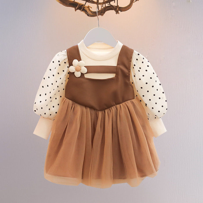 Wholesale Polka Dot Puff Tulle Children's Dress JDC-CTS-MianY015