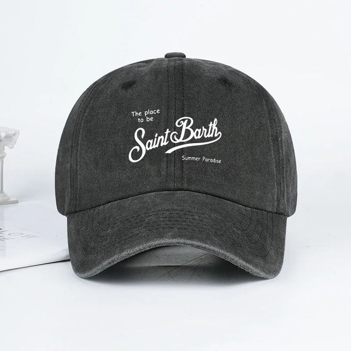 Wholesale Trendy Vacation Style Letter Print Washed Distressed Peaked Cap With Sun Protection