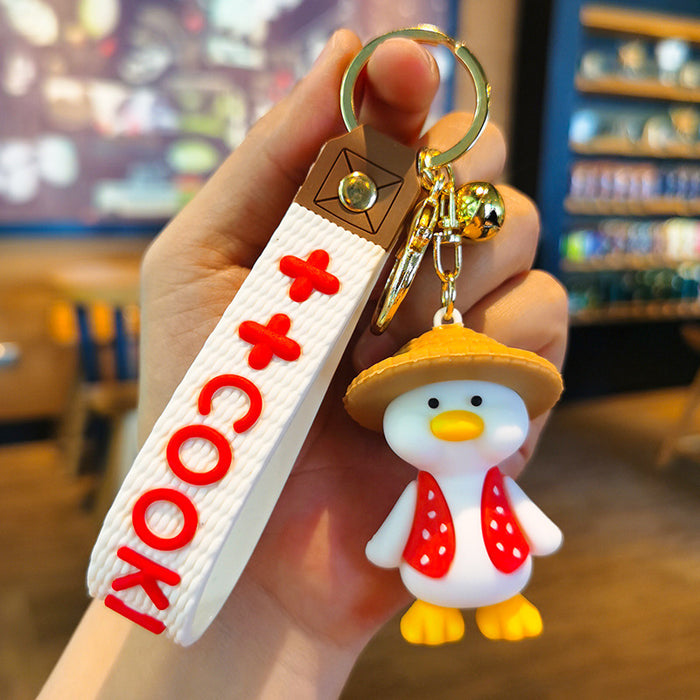 Wholesale Cartoon Cute Tilting Duck Soft Pvc Keychain JDC-KC-YMeng021