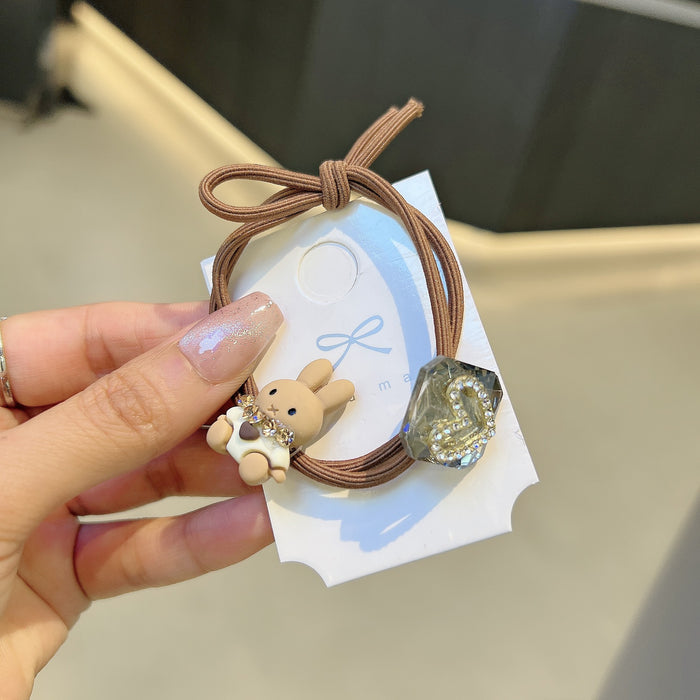 Wholesale Bunny Hair Rings Rubber Rhinestone Hair Rope Hair Accessories