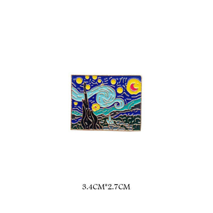 Wholesale Portrait oil painting brooch retro personality creative metal badge brooch decoration