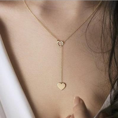 Wholesale Simple alloy hollow heart necklace mixed with neckband, pull-out heart pendant, collarbone chain, neck chain