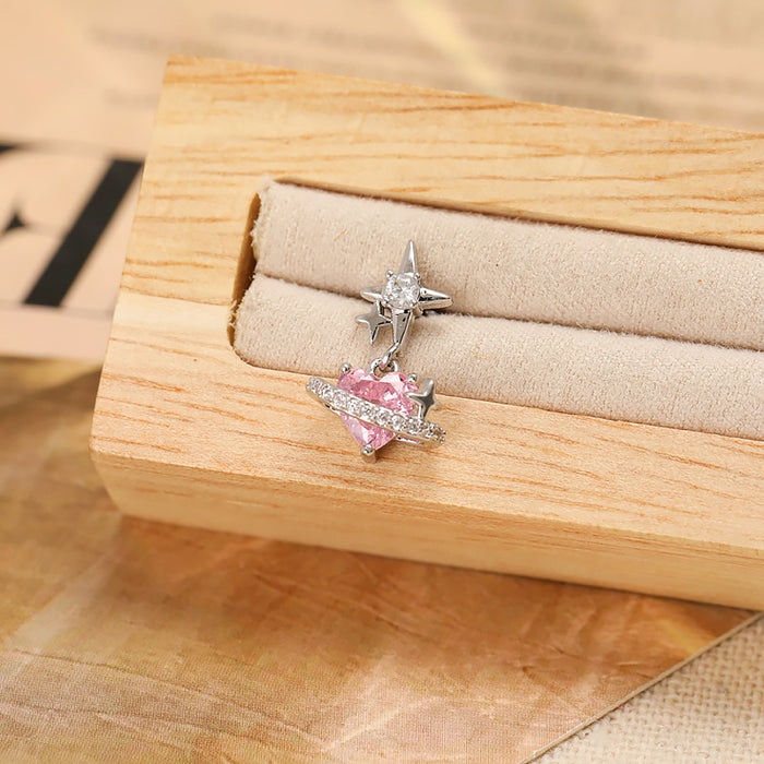 Wholesale Women's Titanium Steel Four-Pointed Star Heart Earrings