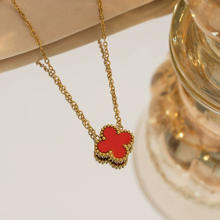 Wholesale Stainless Steel Double-Sided Four-Leaf Clover Necklace Women Titanium Steel