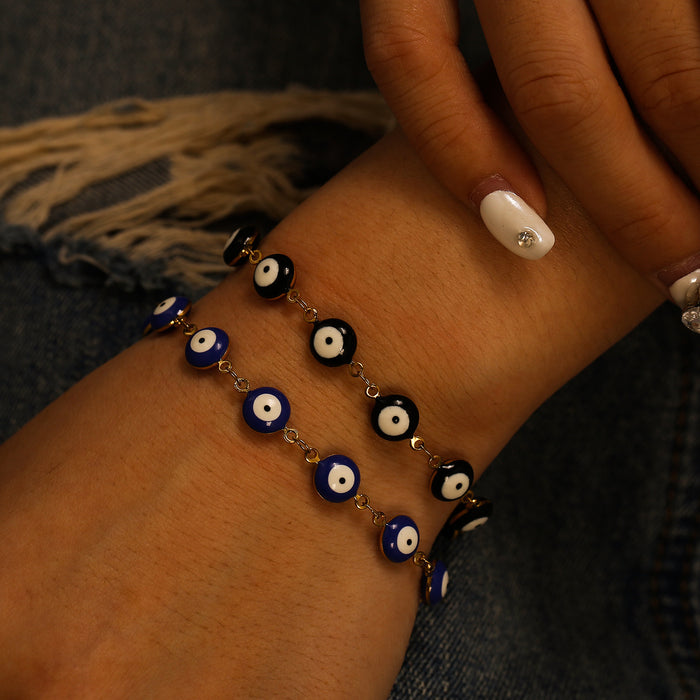 Wholesale Hot selling classic retro style stainless steel devil's eye bracelet 8mm oil drop
