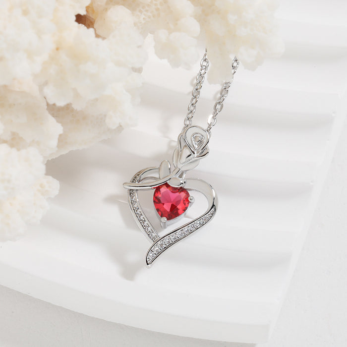 Wholesale Heart necklace Women's  Valentine's Day gift love rose necklace