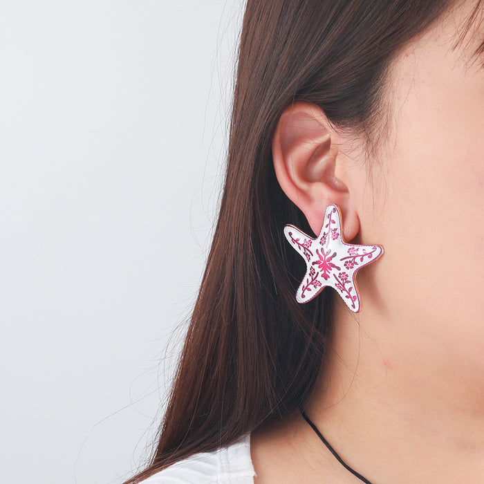 Wholesale Starfish Women's  Flower Print Earrings All-match Elegant Marine Women's Earrings