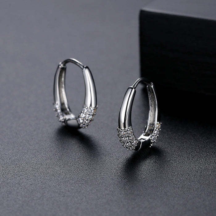 Wholesale Micro inlaid ear buckle new style simple and fashionable copper inlaid zircon ear buckle earrings