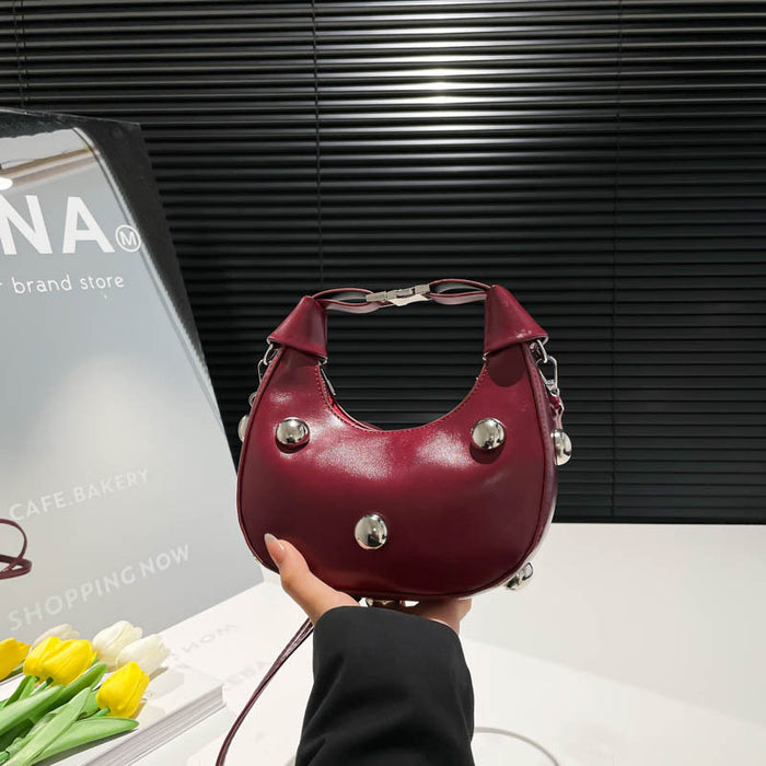 Wholesale Trendy Rivet Crescent Bag Street Fashion Small PU Crossbody