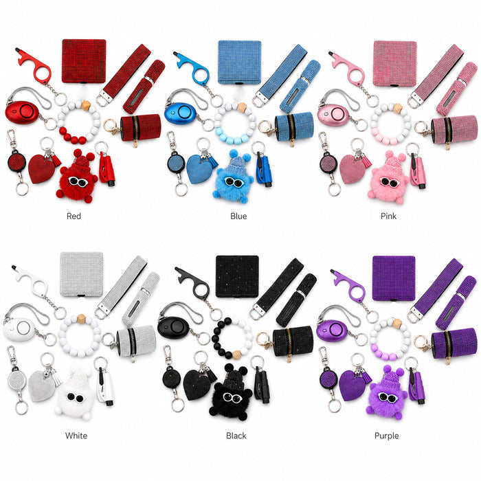 Wholesale Rhinestone Keychain Set 11 Piece Stainless Steel Fashion Accessory Everyday Carry Key Rings For Gifts Boutique Resale