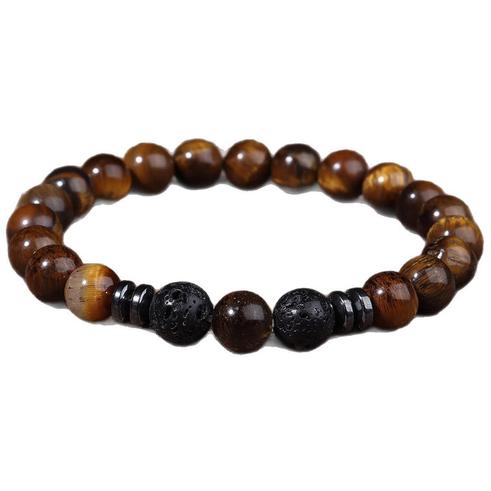 Wholesale Specially designed for volcano yellow tiger eye natural stone bead bracelet men's retro bracelet bracelet bracelet single circle set