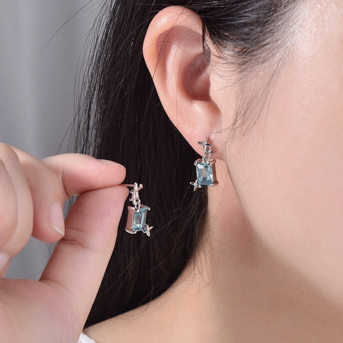 Wholesale silver-plated four-star earringsJDC-ES-JHF009