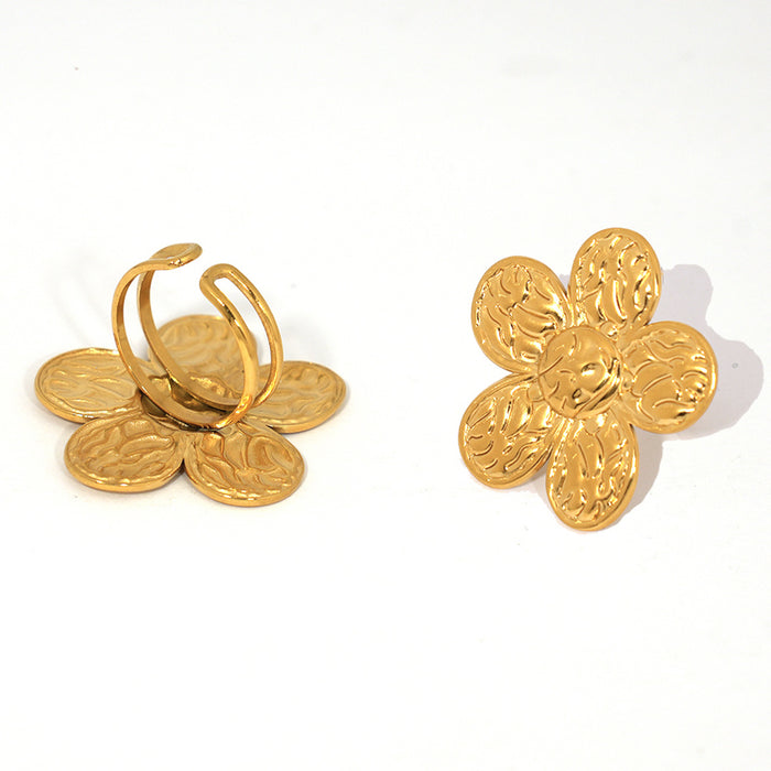 Wholesale Stainless Steel Ring Flowers 18K Gold Accessible Fashion Jewelry Women's Rings
