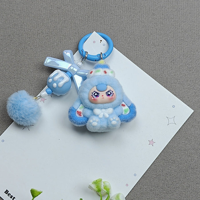 Wholesale Flocked Cartoon Cute Particle Keychain Bag Charm