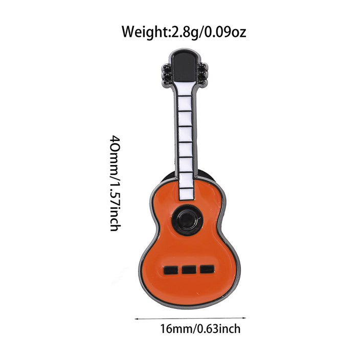 Wholesale Vintage Electroplated Guitar Brooch Musical Instrument Lapel Pin Trendy Backpack Badge For Casual Gift