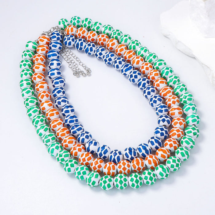 Wholesale Geometric Ball Ornaments Elegant and Fashionable Women's Multi-Layer Necklace