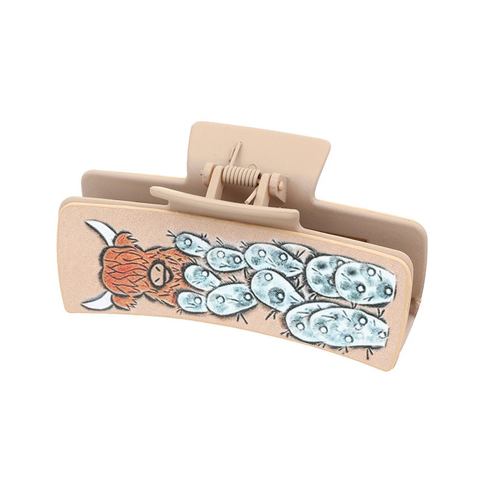 Wholesale Western Denim Style Cactus English Letters Leather Women' s Hairpin Grab Clip Shark Clip