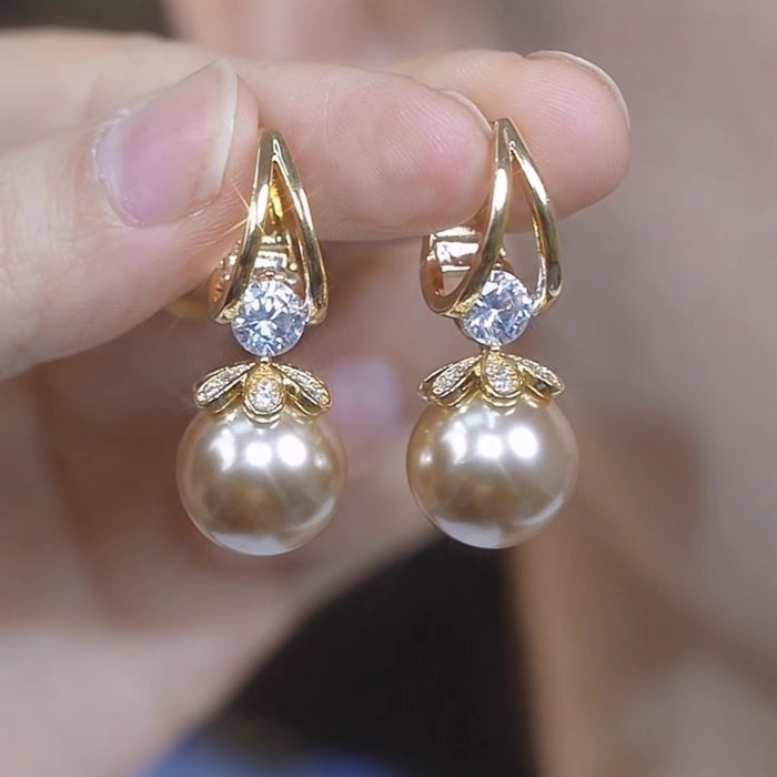 Wholesale  Diamond-encrusted Red Pearl Earrings Autumn and Winter  Atmospheric  Earrings Earrings