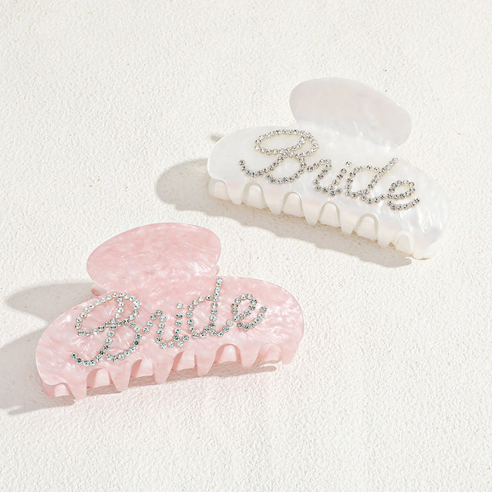 Wholesale Acrylic BRIDE Rhinestone Hair Claw Clip Wedding Party Fashion Accessory For Women Boutique Resale Gift