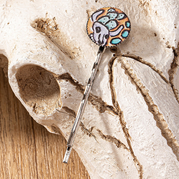 Wholesale leather western style turquoise poker pattern printed hairpin hairpin