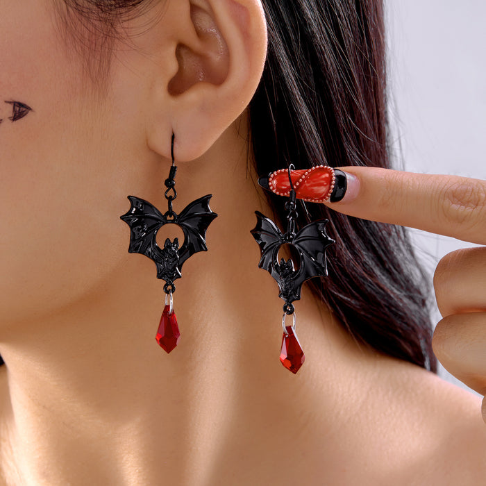 Wholesale Holiday Exaggerated Gothic Bat Earrings Halloween Retro Earrings