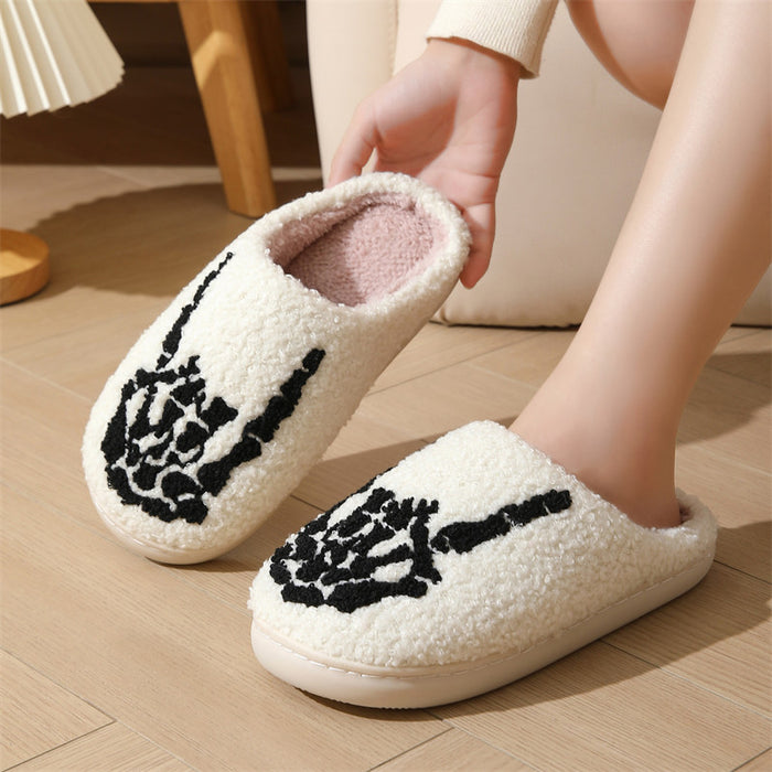 Wholesale Skull Finger Cotton Slippers Home Winter Home Warm Indoor Non-Slip  Slippers for Men and Women