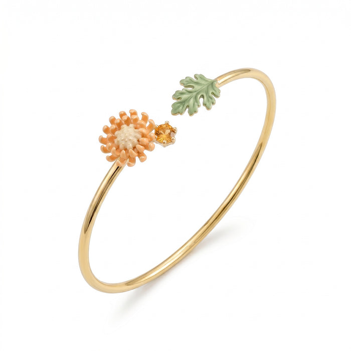 Wholesale Copper Electroplated Open Flower Cuff Bracelet Women S Stylish Botanical Jewelry Accessory For Resale