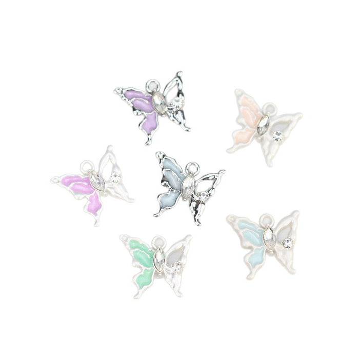 Wholesale Butterfly pendant alloy multi-color oil drop pendant bracelet necklace accessories DIY jewelry accessories