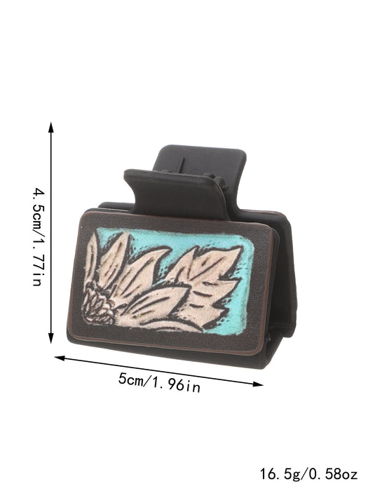 Wholesale Western Style Medium Leather Hairpin Sunflower Shark Clip Women' s Grab Clip