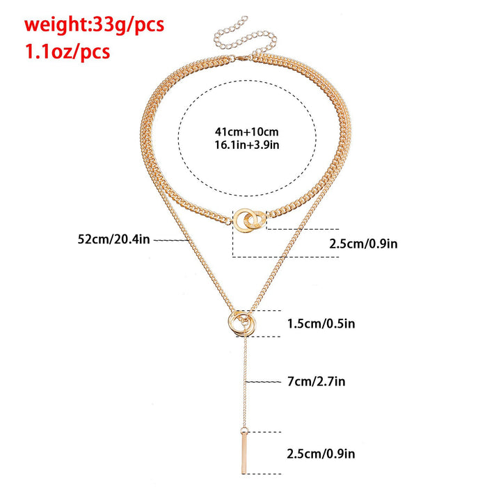 Wholesale Double-circle clavicle chain tassel long stick pendant necklace sweater chain design necklace