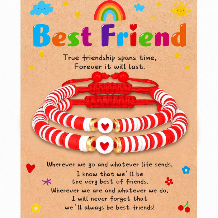 Wholesale Friend Card Woven Bracelet Friend Colored Soft Ceramic Love Bracelet Stretchable Friendship Woven Bracelet
