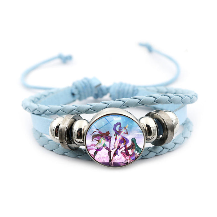 Wholesale Kpop Leather bracelet unisex pink multi-layer braided beaded hand jewelry anime surrounding