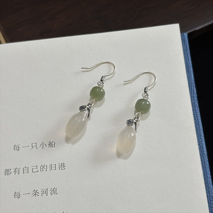 Wholesale Water Drop Pendant Earrings Women's Retro Jade Earrings Niche Ear Hangers New