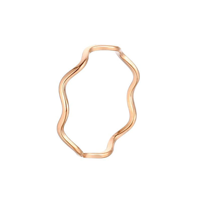 Wholesale 5pcs Minimalist Style Curved Wave Titanium Steel Ring 18K Gold Index Finger Ring for Women,  Unique Ins-Style Hand Jewelry