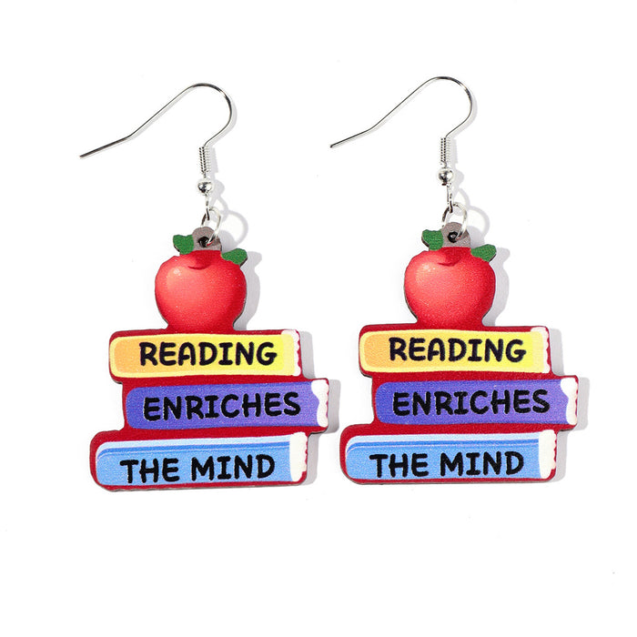 Wholesale leopard love pencil books wooden ladies earrings