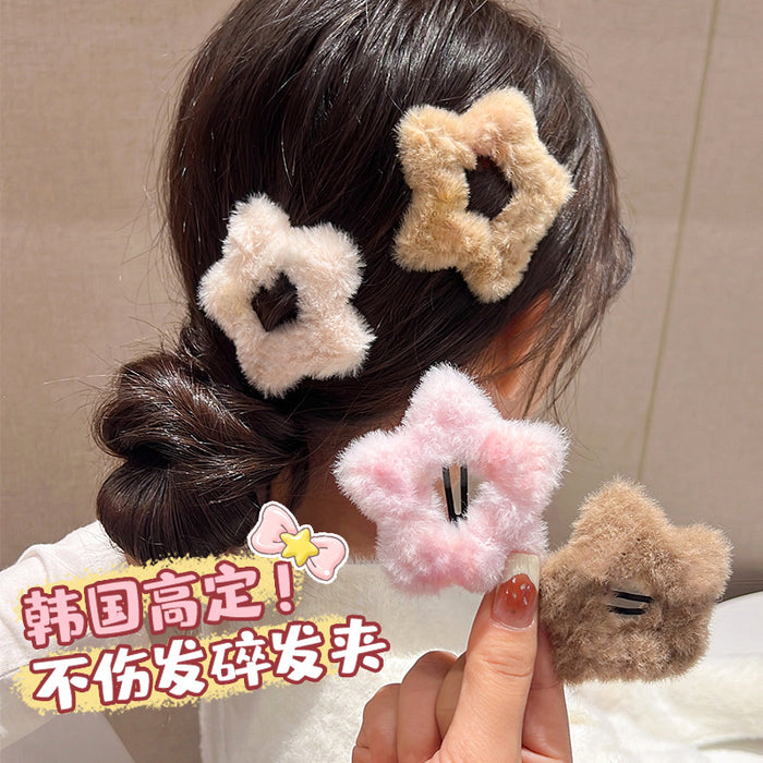 Wholesale Star BB clip  girl plush side clip cute hair accessories hairpin