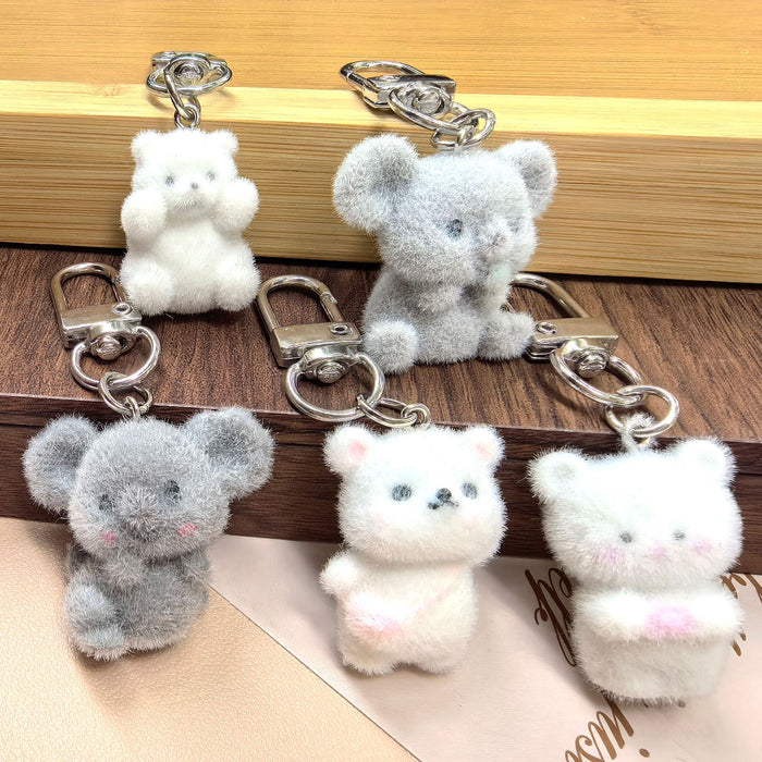 Wholesale Plush 3D Rabbit Penguin Bear Goat Animal Ornament Pendant DIY Cute Plush Earrings Keychain Accessories